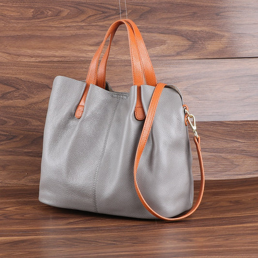 Women's Tote Bag with Pebbled Texture and Adjustable Crossbody Strap